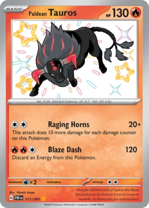 Pokémon TCG SV: Paldean Fates 111/091 Tauros Shiny Rare Ungraded