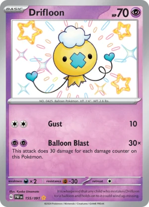 Pokémon TCG SV: Paldean Fates 155/091 Drifloon Shiny Rare Ungraded